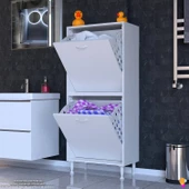 Modilayn İLKİM Modern Çamaşır Ünitesi, 60x138x32,5 cm Gizli 4 Göz Minimalist Akıllı Sepetli Dolap thumbnail 2