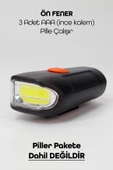 Bisiklet Tekli Ön Fener Işık Pilli 300 Lümen Bisiklet Ön Farı LED Işık Siyah 4446 - 2