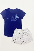 KIZ ÇOCUK ŞORTLU PİJAMA TAKIMI PAMUK BASKILI A12 - 3