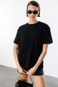 Kadın %100 Organik Pamuklu Kalın Dokulu Oversize Fit Yuvarlak Yakalı T-shirt KADIN-OVERSIZE-T-SHIRT - 11