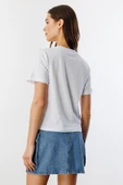 Kadın Cocktail Baskı Desenli Kısa Kollu Organik Pamuklu Bisiklet Yaka Crop T-shirt COCKTAIL-T-SHIRT - 5