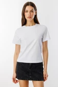 Kadın T-shirt Kısa Kollu Organik Pamuklu Bisiklet Yaka Crop T-shirt - 6