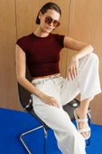 Kısa Kollu Kadın Crop T-shirt CROP-T-SHIRT - 12