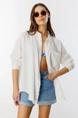 Oversize Basic Müslin Kadın Gömlek KADIN-MÜSLİN-GÖMLEK - 1