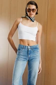 Kadın Scuba Kumaş İp Askılı Crop Top CROP-ATLET - 11
