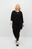 Kadın Büyük Beden Truvakar Kol Asimetrik Kesim Tunik 1964-25 - 3