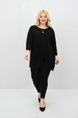 Kadın Büyük Beden Truvakar Kol Asimetrik Kesim Tunik 1964-25 - 4