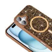 iPhone 16 Kılıf Pırlanta Tasarımlı M-safe Şarj Özellikli Mozaik Silikon Kılıf thumbnail 10