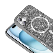 iPhone 16 Kılıf Pırlanta Tasarımlı M-safe Şarj Özellikli Mozaik Silikon Kılıf thumbnail 8