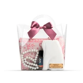 Seccade + Tesbih + Takke + Esans Hediye Seti (Çantalı Asetat Kutu, Bordo) - 1