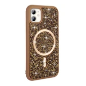 iPhone 11 Kılıf Pırlanta Tasarımlı M-safe Şarj Özellikli Mozaik Silikon Kılıf thumbnail 10