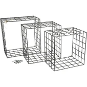 3'lü Set Siyah Tel Hasır Duvar Rafı 35/31/27 - 5