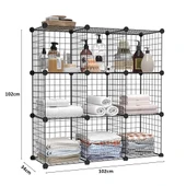 9 Bölmeli Tel Küp Çok Amaçlı Organizer Raf Siyah 33cm Mutfak, Oyuncak, Kiler, Depolama Rafı - 4