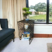 İskandinav Tarzı Siyah Metal Hasır Tel Sehpa - 4