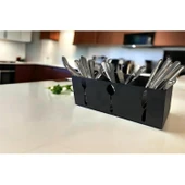 Ev & Endüstriyel Model Çatal Kaşık Bıçaklık Standı Siyah - 5