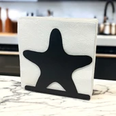 Deniz Yıldızı Temalı Siyah Metal Peçetelik - 3