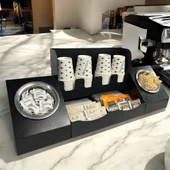 16 Oz Çay Kahve ve 2' li Tek yuvalı Organizer Siyah Stand Kahve İstasyonu Düzenleyicisi, Şık Tasarım, Ofis & Self Servis İçin - 3