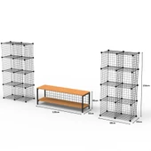 Bambu Ahşap ve Metal Detaylı TV Ünitesi & Sekizli Tel Küp Raf Sistemi - Modern Tasarım Model-1 - 4