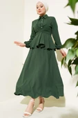 Önü Bağlamalı Gömlek Yaka Etekli İkili Takım Yeşil thumbnail 1