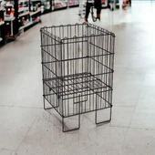 Ergonomik Tasarım 40x40 Katlanır Tel Havuz Sepeti Siyah – Market, Avm, ve Bakkal İçin İdeal Ürün Teşhir Standı – 3 Kademeli Kullanım - 2