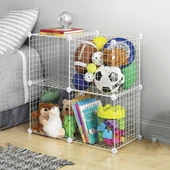 4 Bölmeli Tel Küp Çok Amaçlı Organizer Raf Beyaz 33cm Mutfak, Oyuncak, Kiler, Depolama Rafı - 1