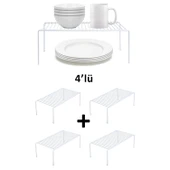 TEL ORGANİZER DOLAP DEPOLAMA RAFI 4'LÜ SET 22X40CM BEYAZ - 5