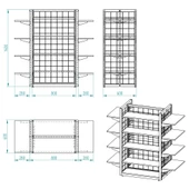 80X60 Dört Taraflı Metal Siyah Stand Bambu Raflı Ve Yan Modül Raflı Set - 6