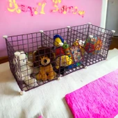 3 Bölmeli Tel Küp Çok Amaçlı Organizer Raf Pembe 33cm Mutfak, Oyuncak, Kiler, Depolama Rafı - 1