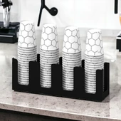 14Oz Kapasiteli 4 Bölmeli Metal Karton Bardaklık - Kahve Dükkanları ve HORECA İçin Mükemmel Bardak Ünitesi - 1