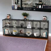 12'li Plastik Raflı Tel Küp Çok Amaçlı Organizer Raf Siyah 33cm - 6