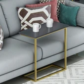 Narin Yan Sehpa, Metal Ayaklı Çok Amaçlı Yan Sehpa Antrasit/Gold - 4