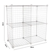 4 Bölmeli Tel Küp Çok Amaçlı Organizer Raf Beyaz 33cm Mutfak, Oyuncak, Kiler, Depolama Rafı - 6