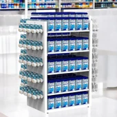 80X60 Çift Taraflı Metal Beyaz Stand Metal Raflı Ve Yan Modüllü Kancalı Set - 3