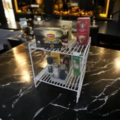 30x30 2 Kat Dekoratif Beyaz Tel Raf Demonte - 2