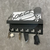 Atatürk Tasarımlı Duvar Askılı Anahtarlık ve Mektup Rafı Model-1 - Siyah - 12