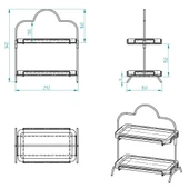 2 Katlı Ahşap Zeminliı 15x27cm Metal Standlı Ahşap Sunum Standı – İkram ve Servis İçin Model 1 Siyah - 7