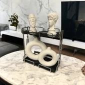 2 Katlı 28x14 Gümüş Banyo ve Kozmetik Düzenleyici - Çift Katlı Sunum ve Servis Tepsisi - 2