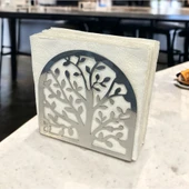 Hayat AğacıTemalı Gümüş Metal Peçetelik - 6