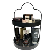 24 cm Yuvarlak Siyah İki Katlı Banyo Mutfak Makyaj Organizer Rafı Model 1 - 4