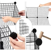 9 Bölmeli Tel Küp Çok Amaçlı Organizer Raf Siyah 33cm Mutfak, Oyuncak, Kiler, Depolama Rafı - 8