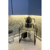 30x30 2 Kat Dekoratif Siyah Tel Raf Demonte - 4