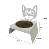Sevimli Kedi Tasarımlı, Ergonomik Beyaz Kedi ve Köpek Mama ve Su Kabı Tekli Small Model – Paslanmaz Çelik, Dayanıklı Malzeme thumbnail 4
