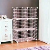 6 Bölmeli Tel Küp Çok Amaçlı Organizer Raf Beyaz 33cm Mutfak, Oyuncak, Kiler, Depolama Rafı - 3