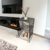 İskandinav Tarzı Siyah Metal Hasır Tel Sehpa - 5