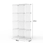 8 Bölmeli Tel Küp Çok Amaçlı Organizer Raf Beyaz 33cm Mutfak, Oyuncak, Kiler, Depolama Rafı - 5