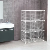 6 Bölmeli Tel Küp Çok Amaçlı Organizer Raf Beyaz 33cm Mutfak, Oyuncak, Kiler, Depolama Rafı - 8