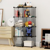 8 Bölmeli Tel Küp Çok Amaçlı Organizer Raf Siyah 33cm Mutfak, Oyuncak, Kiler, Depolama Rafı - 2