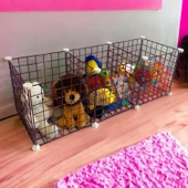 3 Bölmeli Tel Küp Çok Amaçlı Organizer Raf Pembe 33cm Mutfak, Oyuncak, Kiler, Depolama Rafı - 5