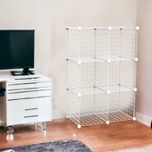 6 Bölmeli Tel Küp Çok Amaçlı Organizer Raf Beyaz 33cm Mutfak, Oyuncak, Kiler, Depolama Rafı - 7