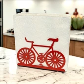 Bisiklet Temalı Kırmızı Metal Peçetelik - 2